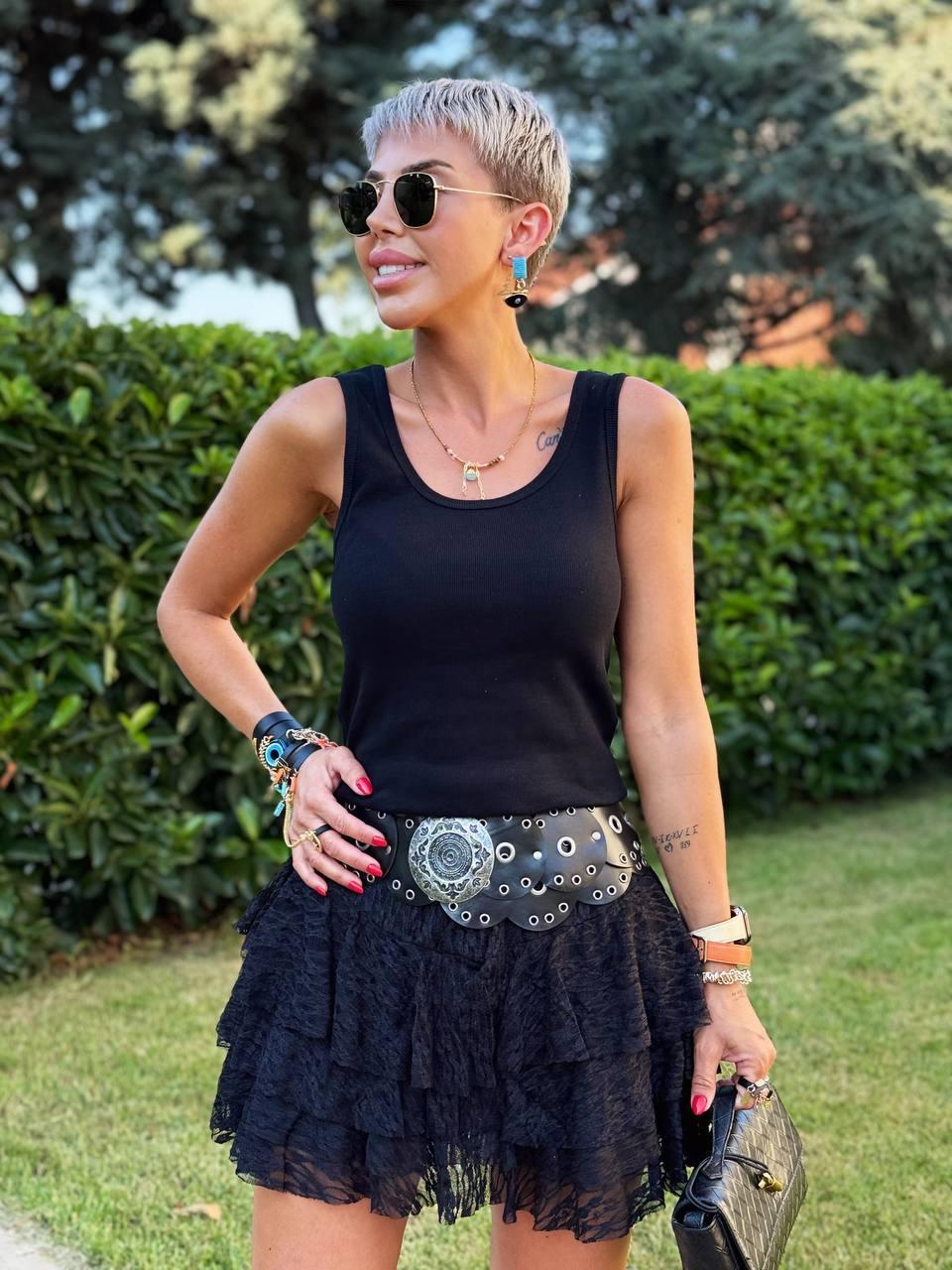 SİYAH S.STUDIO ÖN ARKA U YAKA ATLET