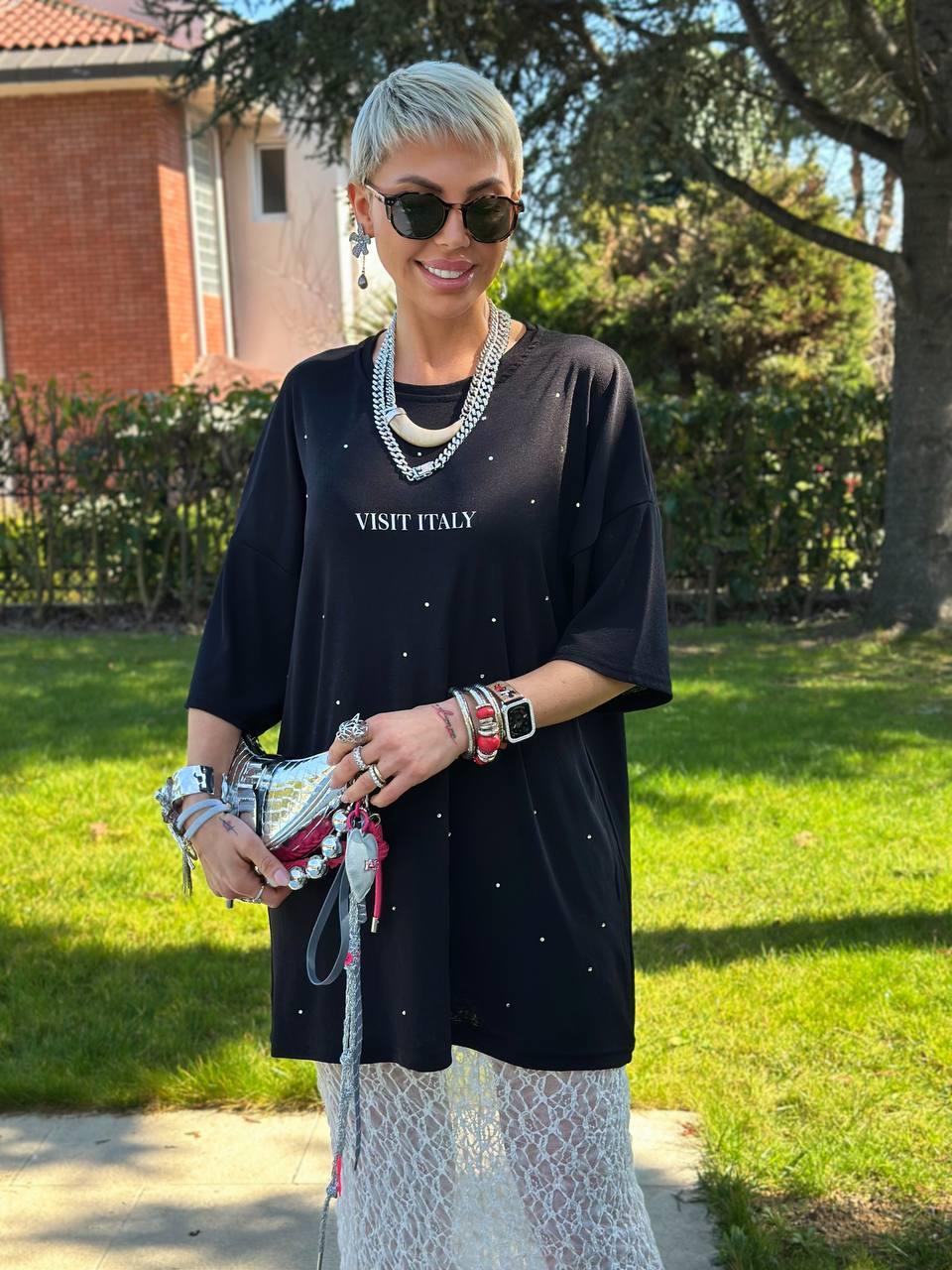 SİYAH VISIT ITALY OVERSIZE TSHIRT