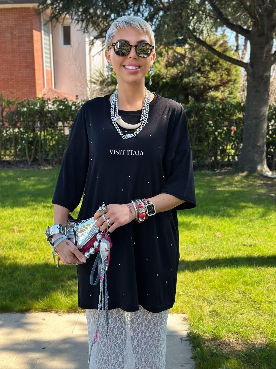 SİYAH VISIT ITALY OVERSIZE TSHIRT