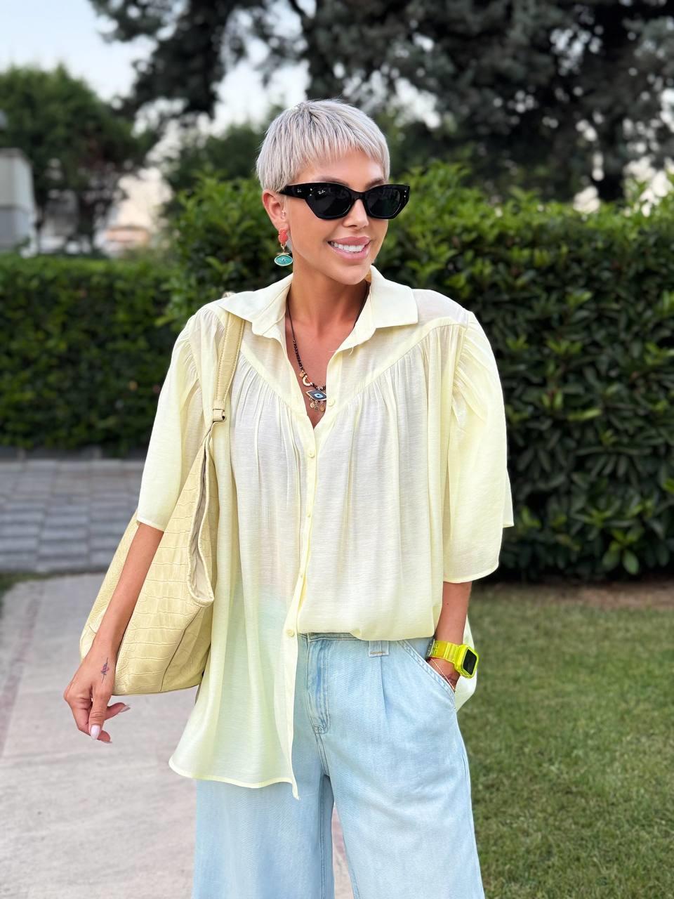 SOFT SARI ŞİFON SALAŞ GÖMLEK