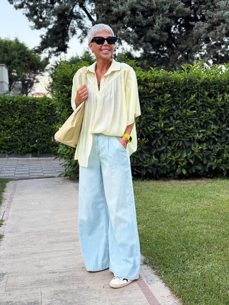 SOFT SARI ŞİFON SALAŞ GÖMLEK