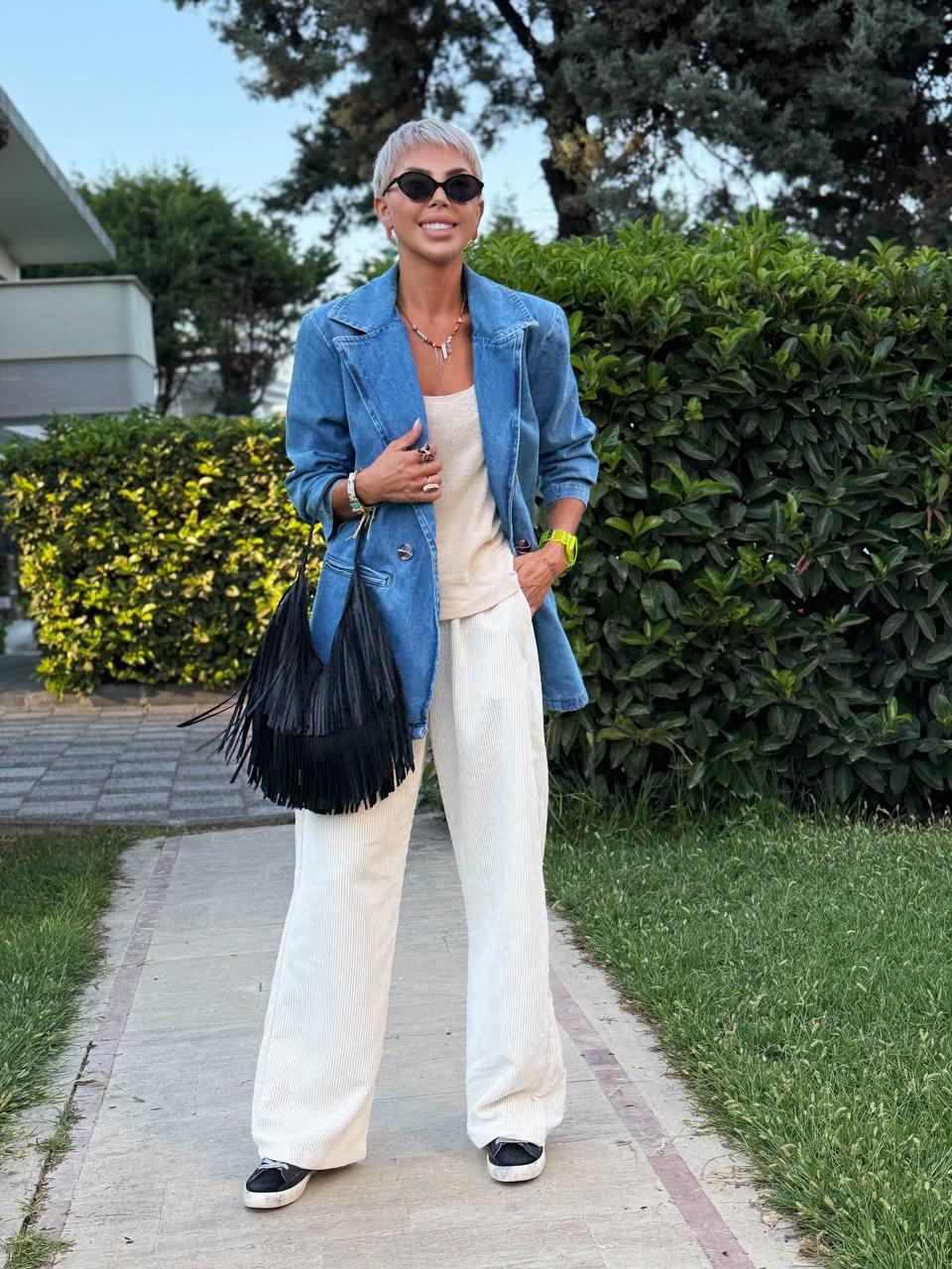 TAŞ RENK KADİFE FİTİLLİ PANTOLON