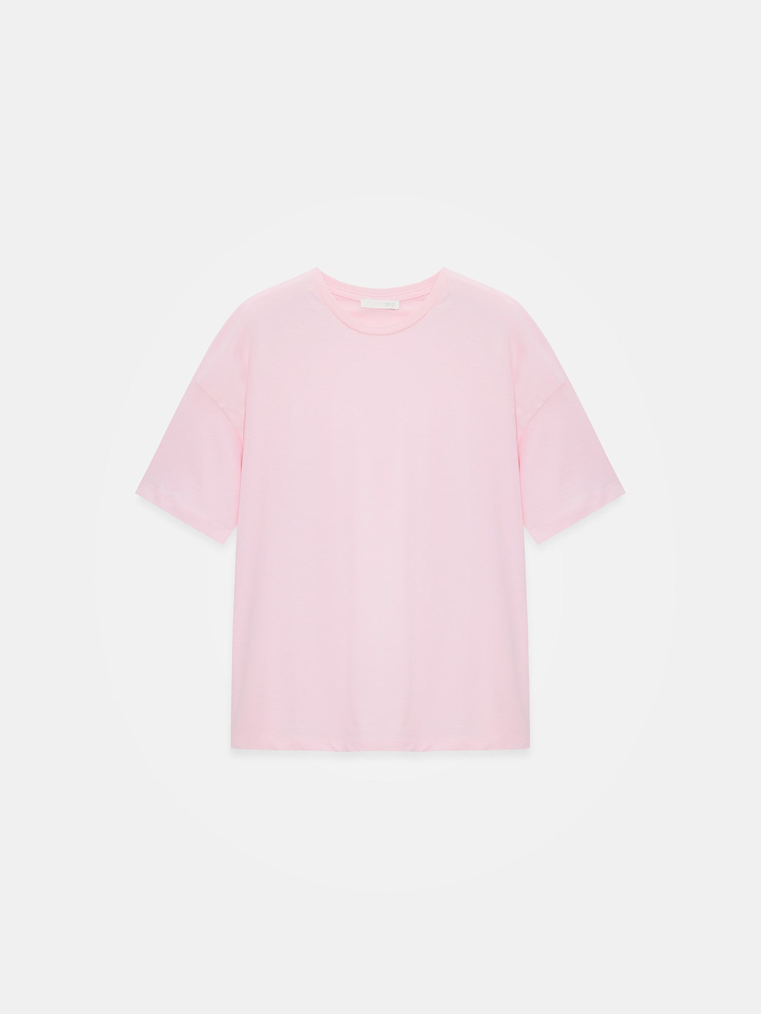 TOZ PEMBE BİSİKLET YAKA BASIC T-SHIRT