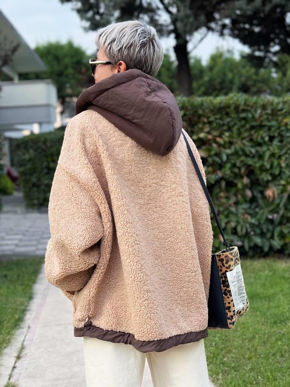 VİZON KAPÜŞONLU TEDDY MONT