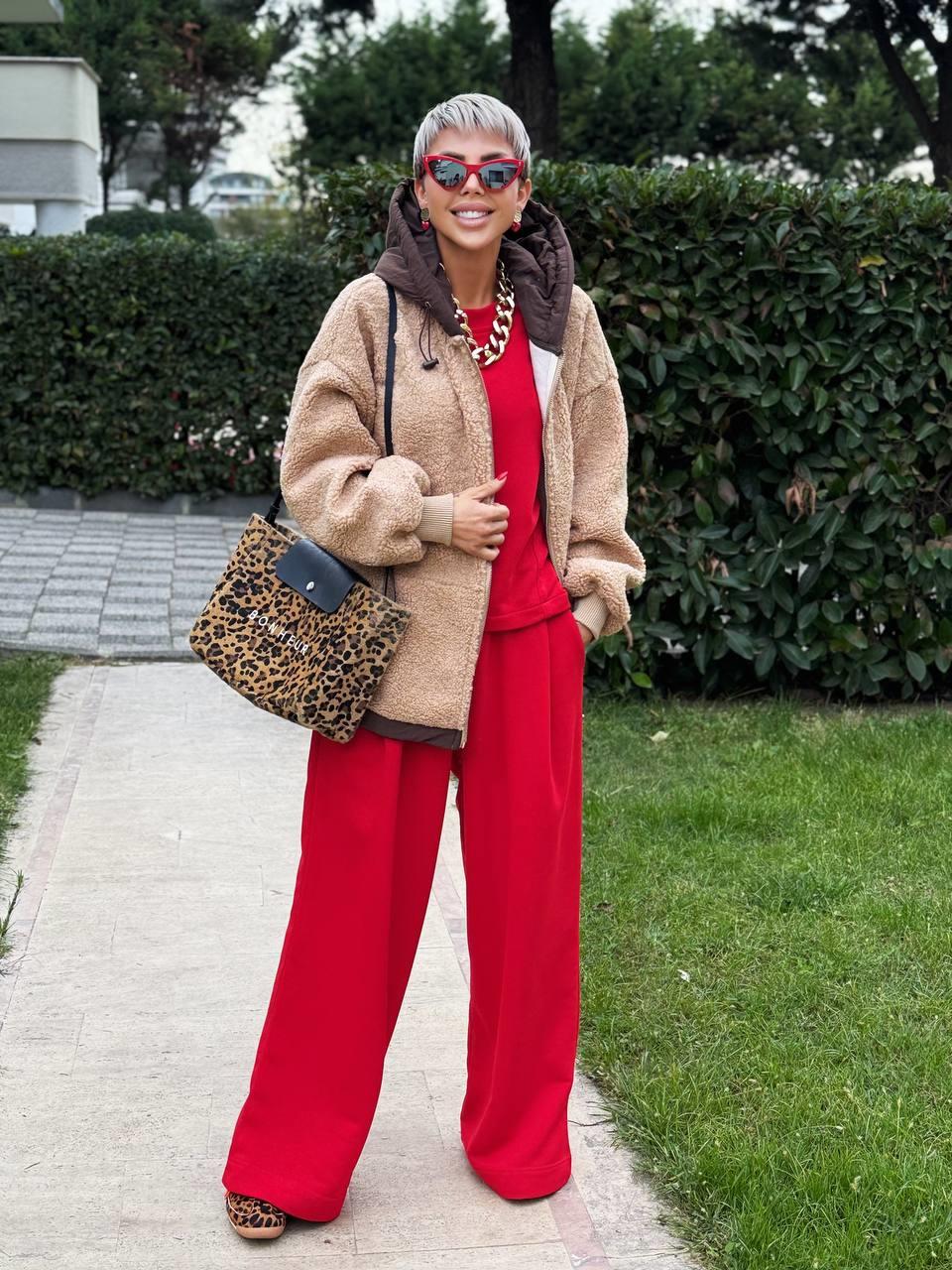 TAUPE HOODED TEDDY COAT