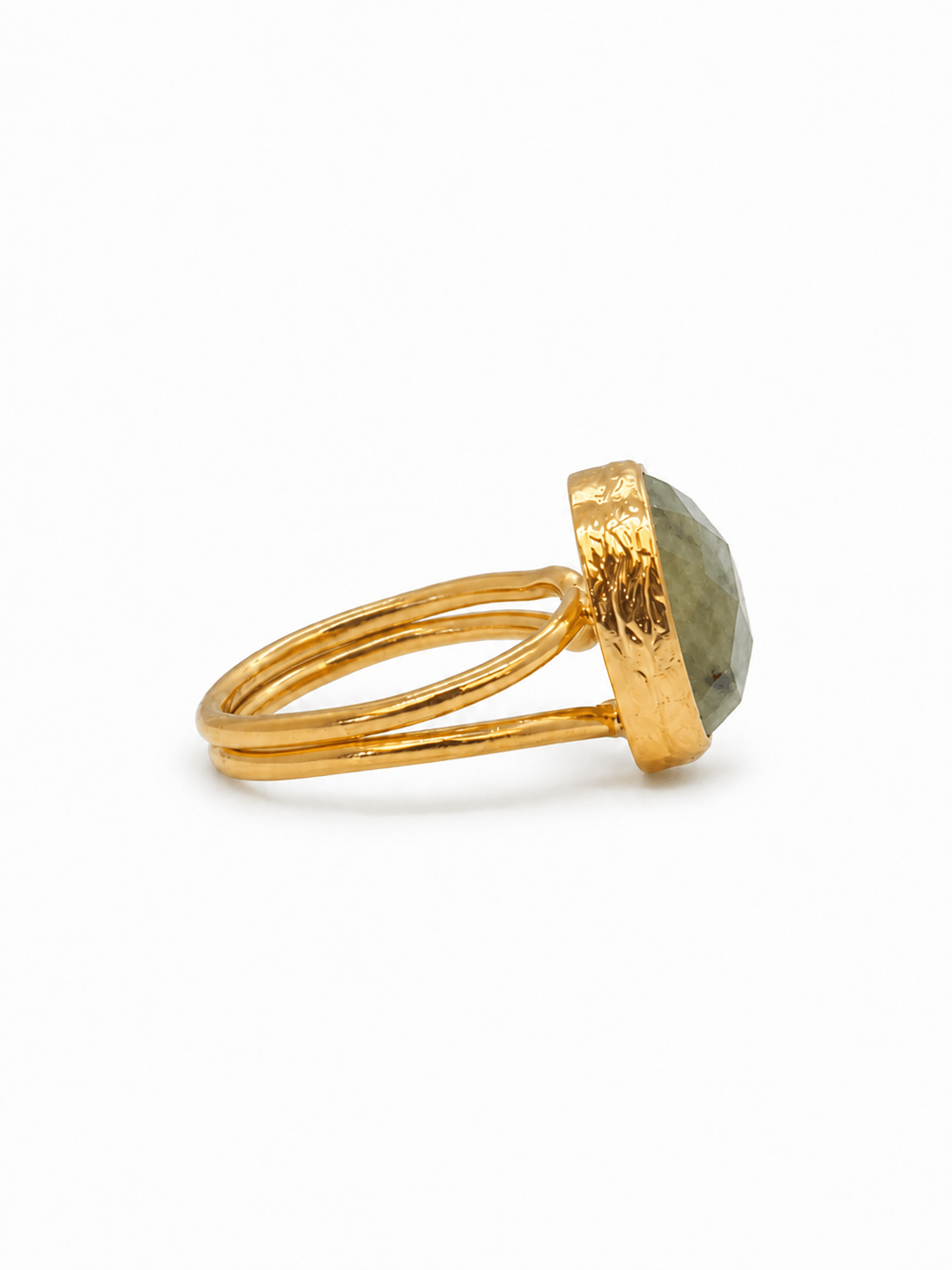 Yeşil Doğal Taş Görünümlü Gold Yüzük