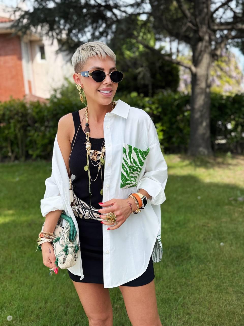 YEŞİL HORSE DESIGN GÖMLEK