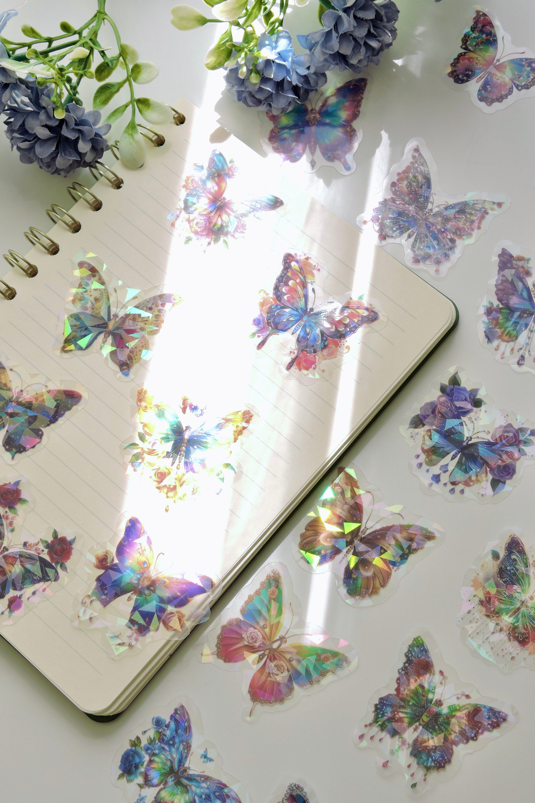 Flourishing Butterfly Wings 20'li Mavi Mor Temalı Sticker 