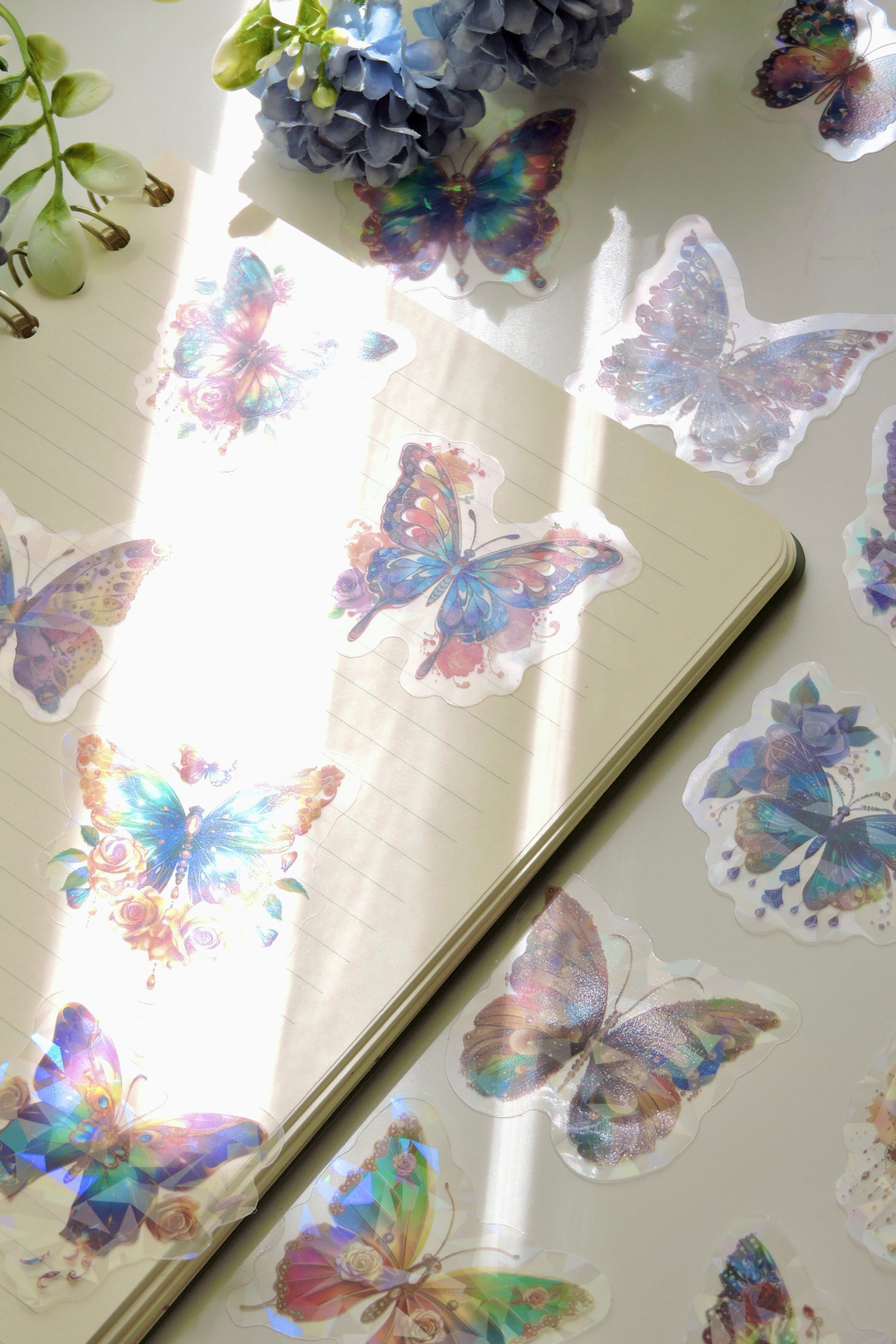Flourishing Butterfly Wings 20'li Mavi Mor Temalı Sticker 