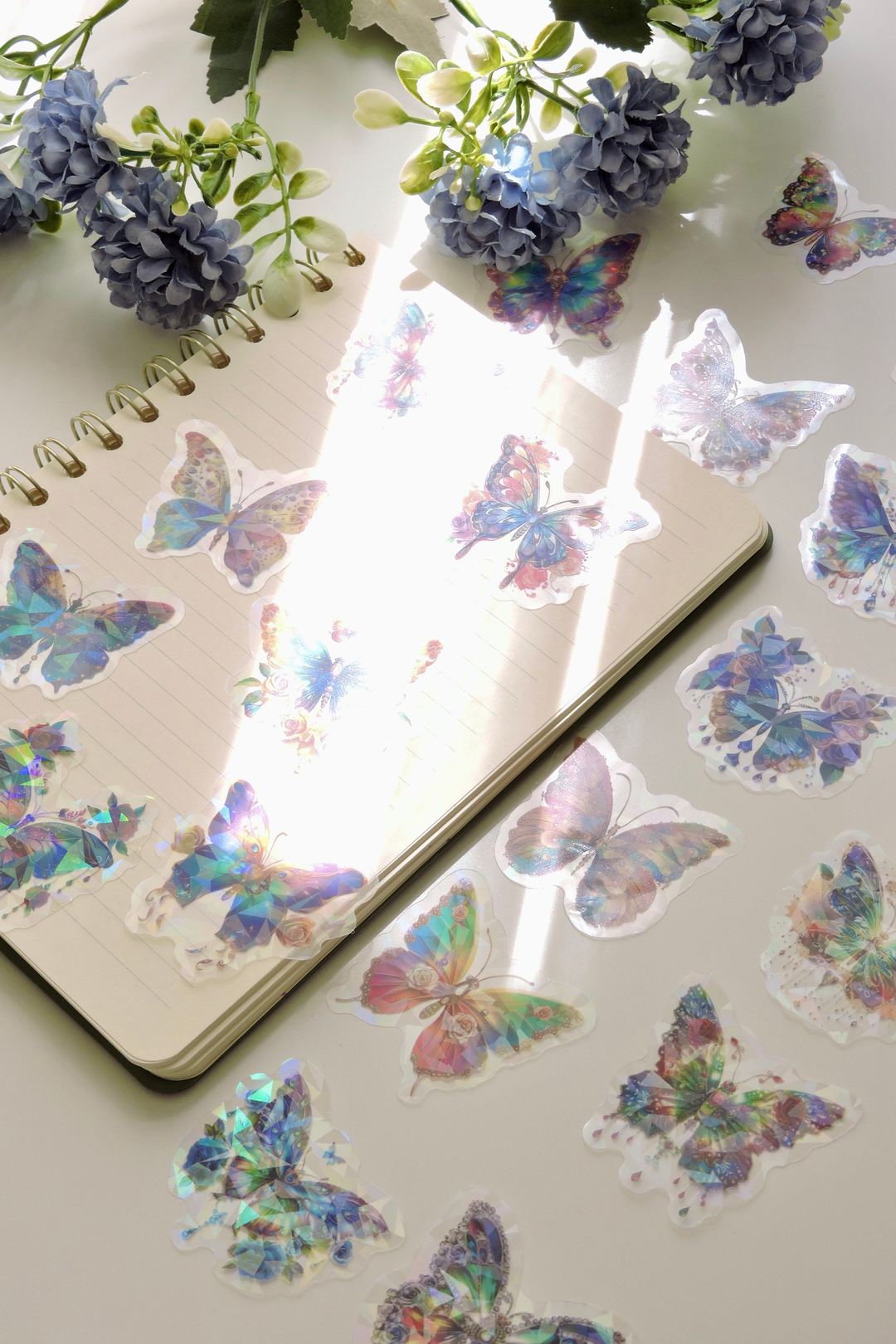 Flourishing Butterfly Wings 20'li Mavi Mor Temalı Sticker 
