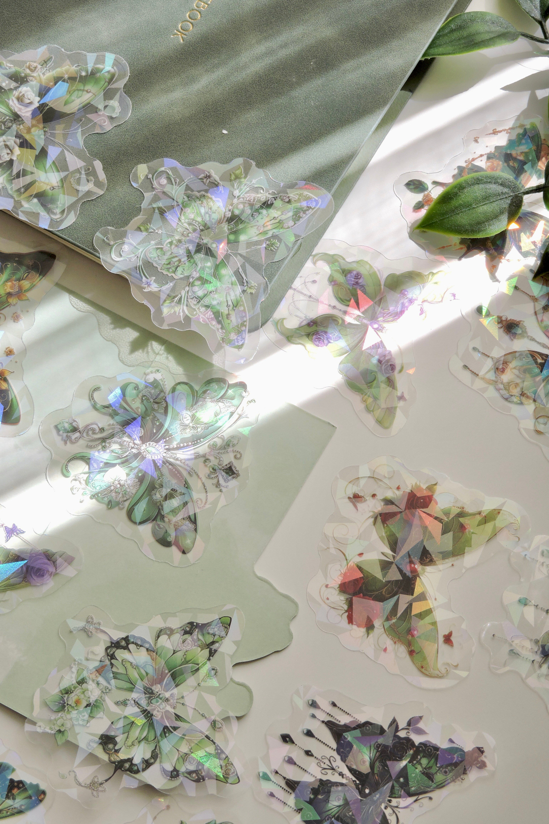 Green Butterflies Flutterring 20'li Yeşil Temalı Sticker 