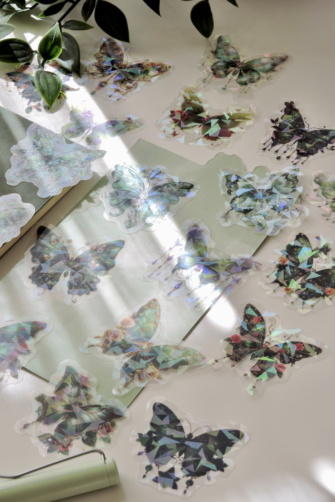 Green Butterflies Flutterring 20'li Yeşil Temalı Sticker 