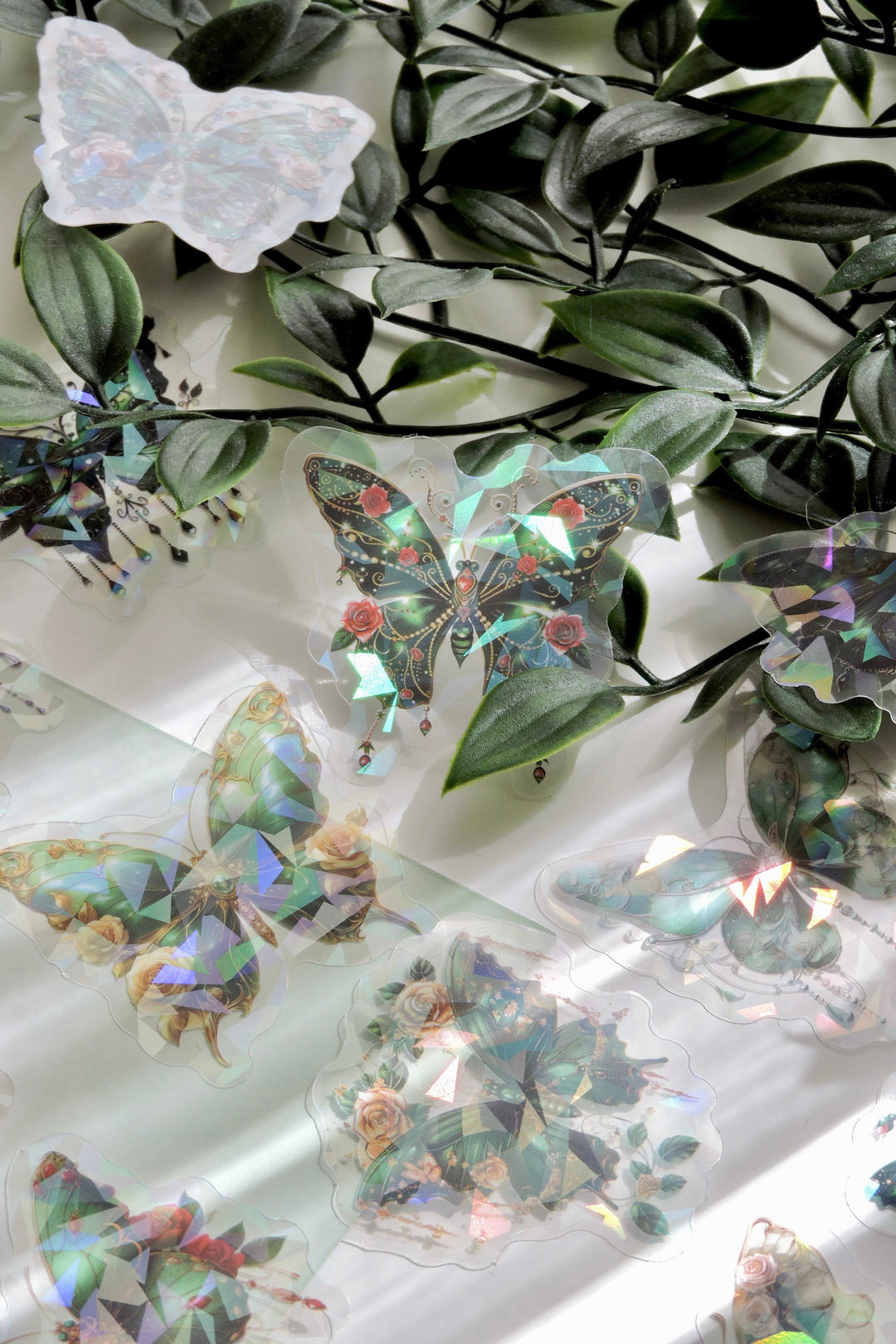 Green Butterflies Flutterring 20'li Yeşil Temalı Sticker 