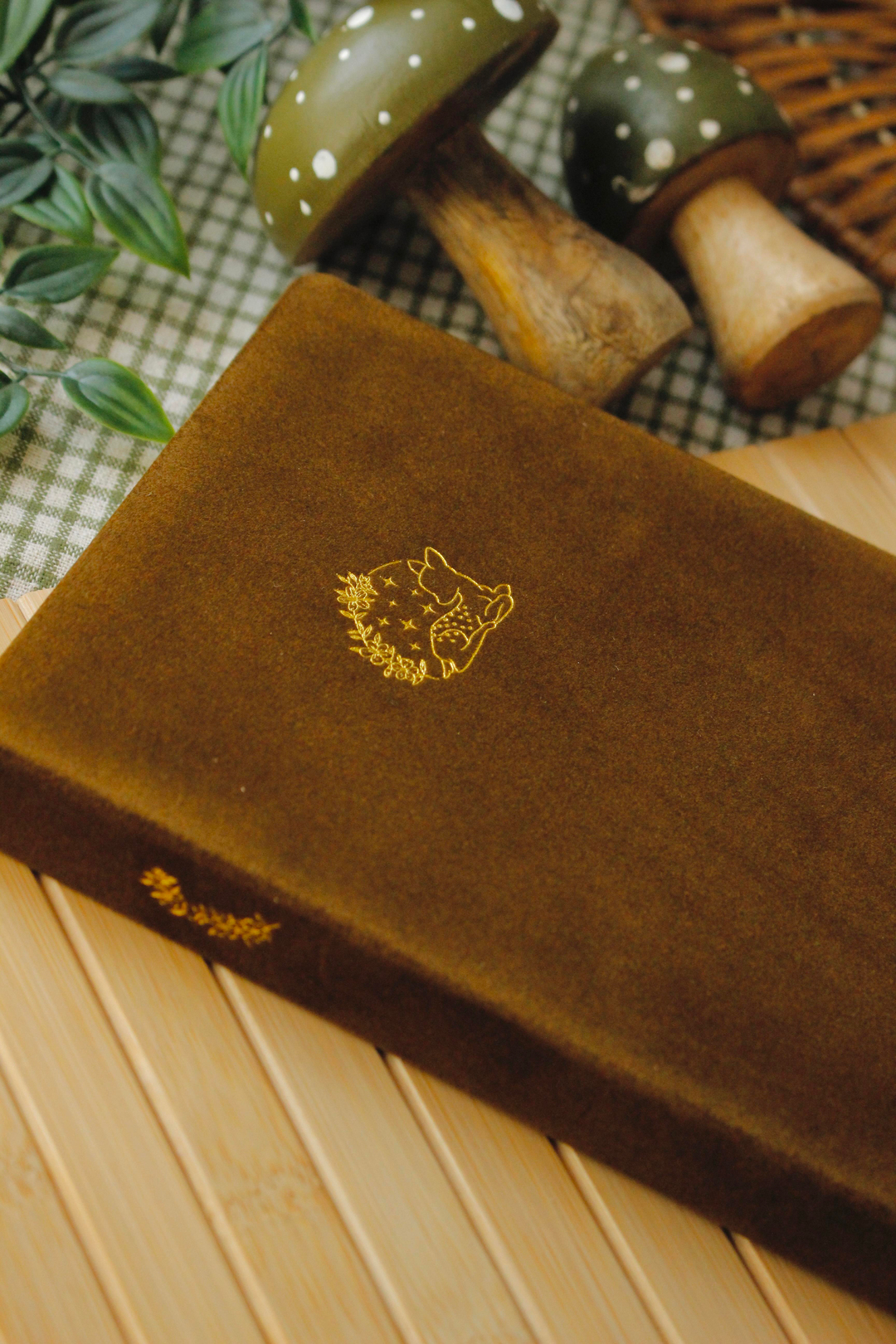 Lüks Kadife Ceylan Temalı Koyu Hardal Rengi Kraft Defter