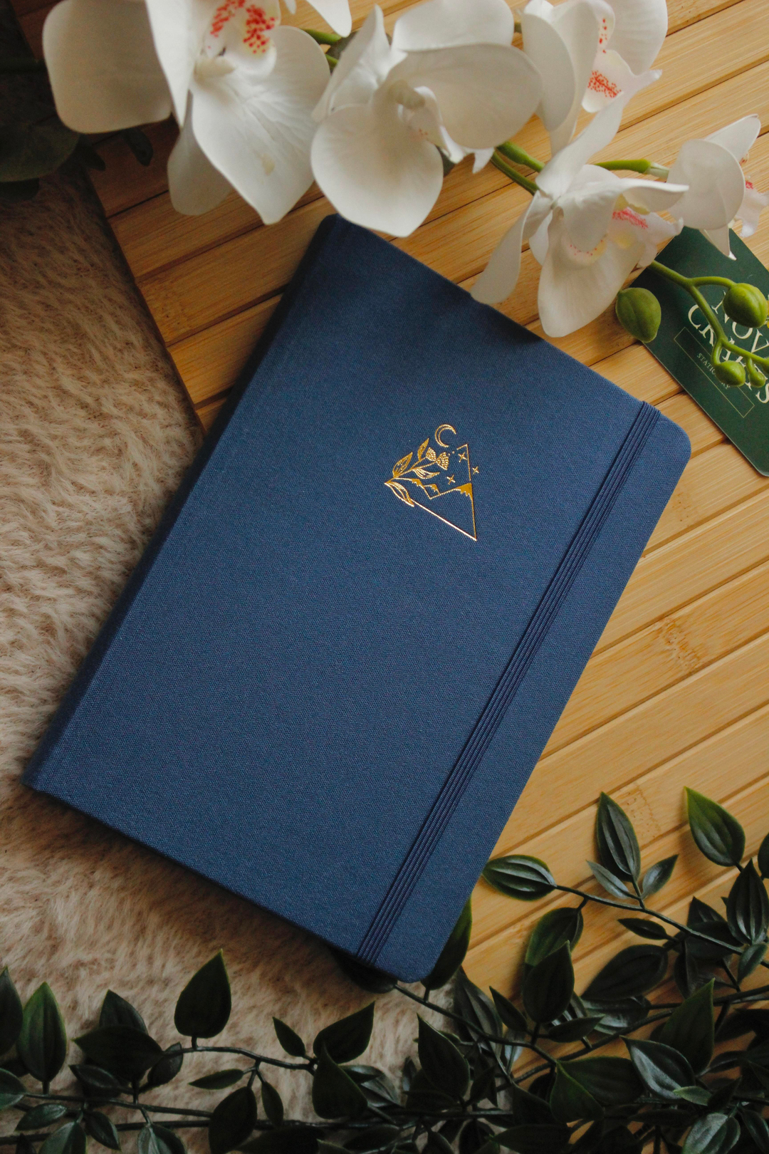 Mavi Kanvas Yaldızlı Dağ Noktalı Defter