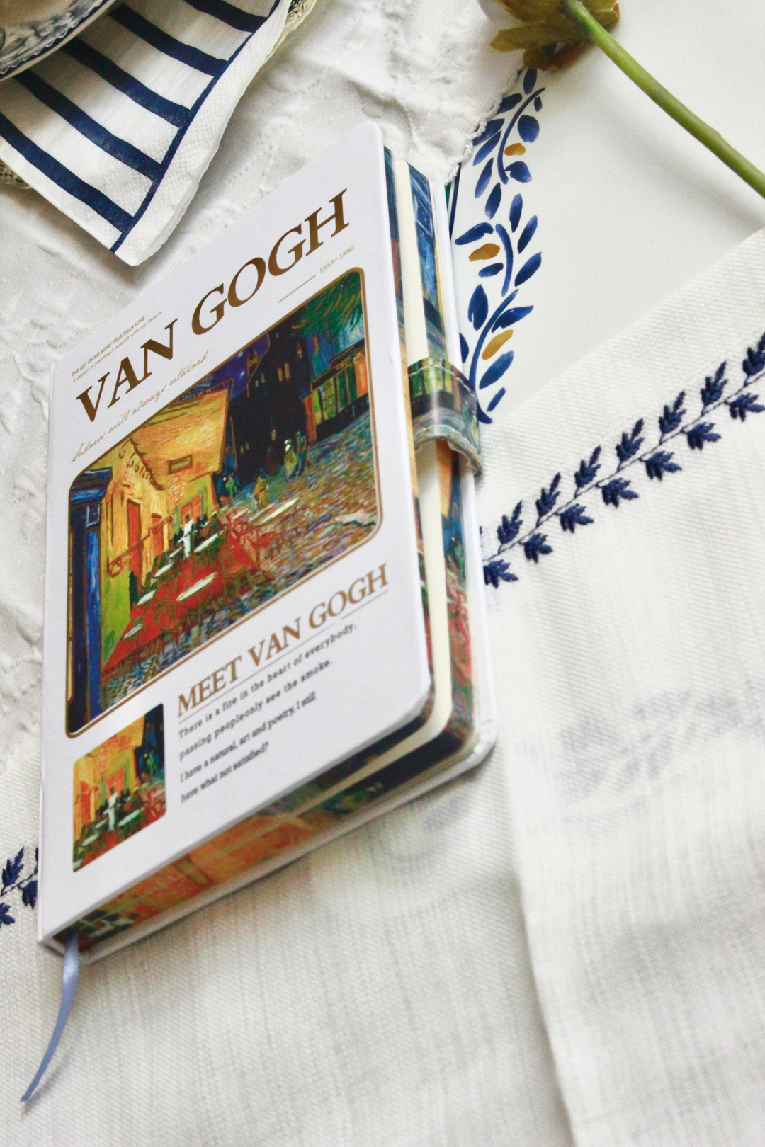 Nova Crafs Van Gogh Starry Night Çizgili Beyaz Kapak Mıknatıslı Defter