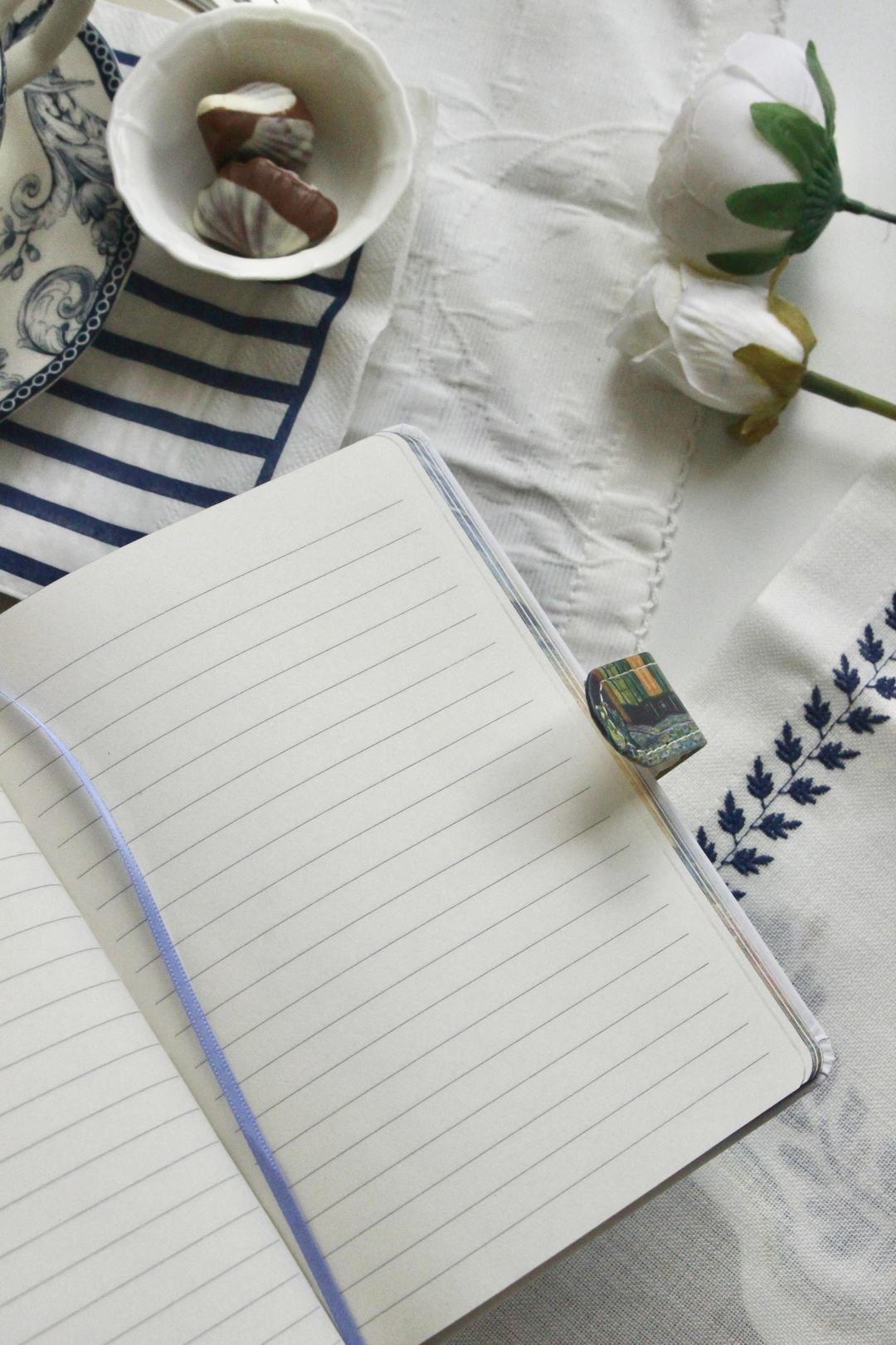 Nova Crafs Van Gogh Starry Night Çizgili Beyaz Kapak Mıknatıslı Defter