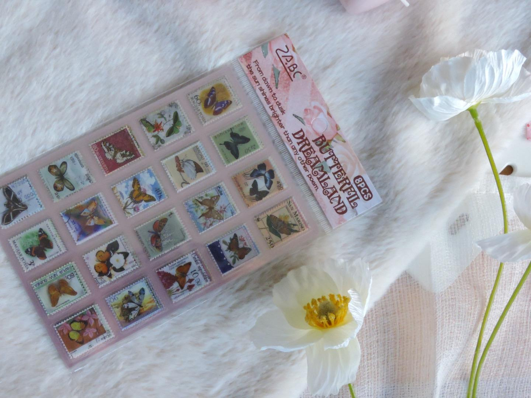 Nova Crafts Butterfly Temalı mini PUL Sticker Seti 160 STICKER (8 sayfa)