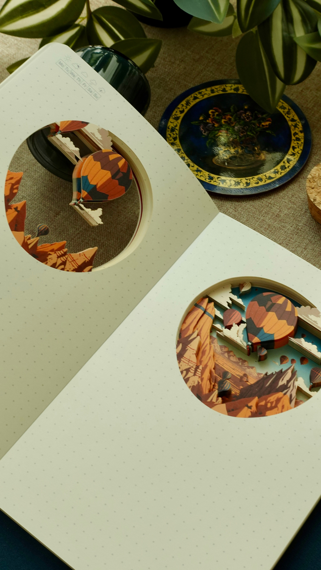 Nova Crafts Diorama 3D Katmanlı Defter Kapadokya Balonları Temalı Noktalı Defter 80 Yaprak A5
