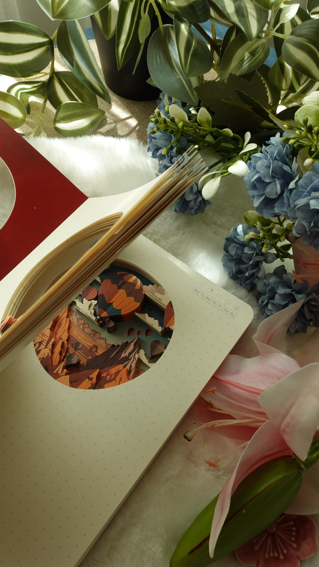 Nova Crafts Diorama 3D Katmanlı Defter Kapadokya Balonları Temalı Noktalı Defter 80 Yaprak A5