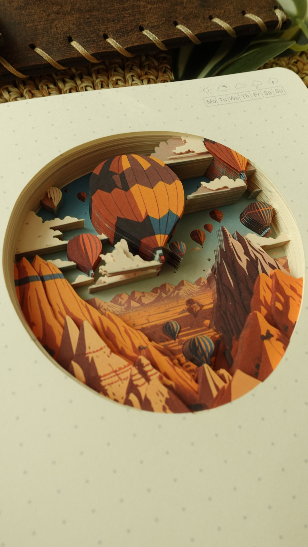 Nova Crafts Diorama 3D Katmanlı Defter Kapadokya Balonları Temalı Noktalı Defter 80 Yaprak A5