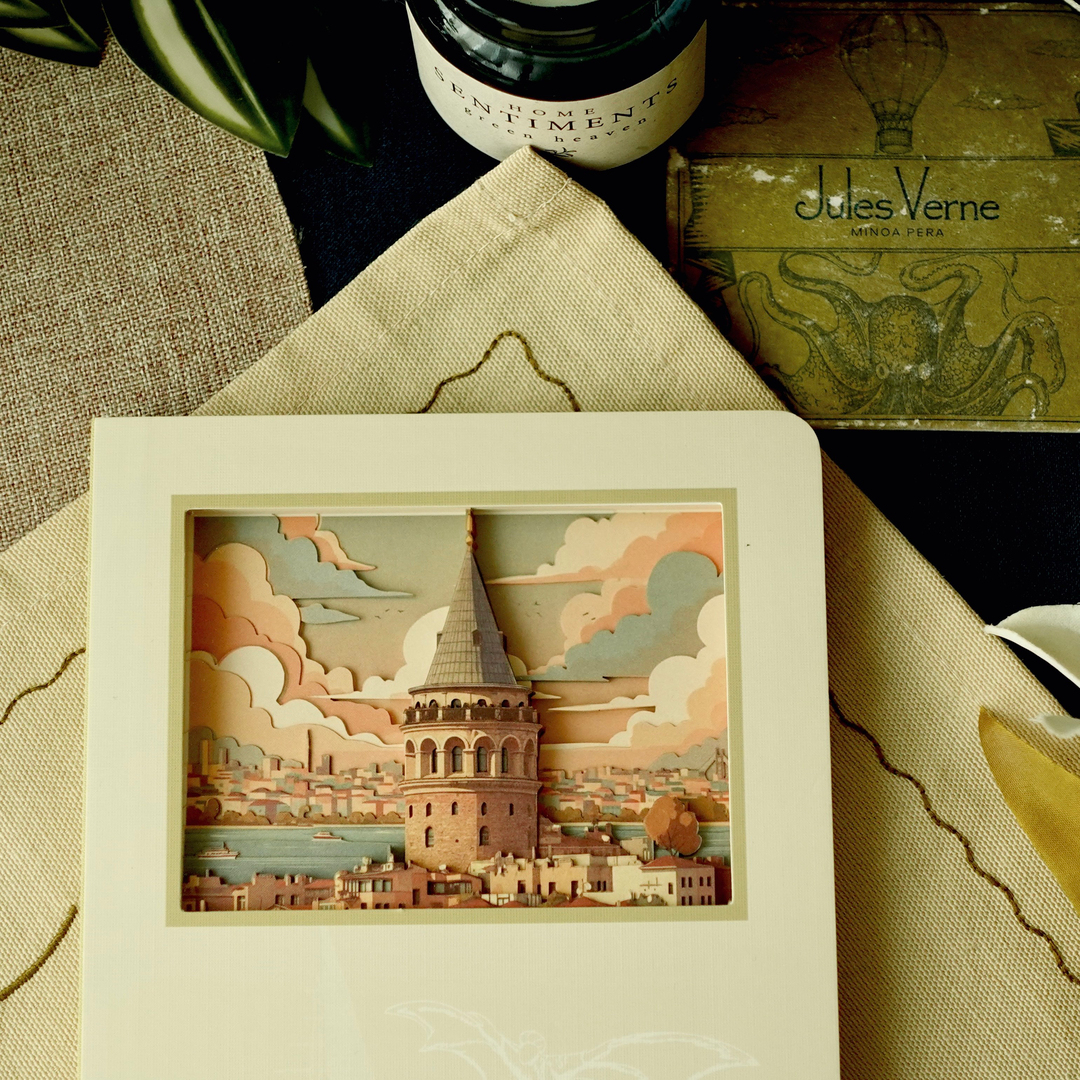 Nova Crafts Diorama 3D Katmanlı Defter Galata Kulesii Temalı Noktalı Defter 80 Yaprak A5