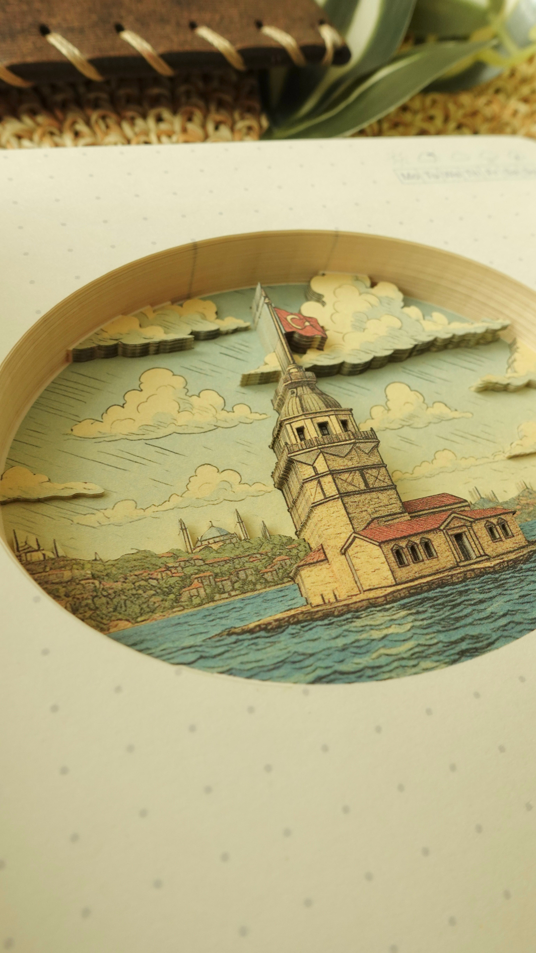 Nova Crafts Diorama 3D Katmanlı Defter İstanbul Kız Kulesii Temalı Noktalı Defter 80 Yaprak A5