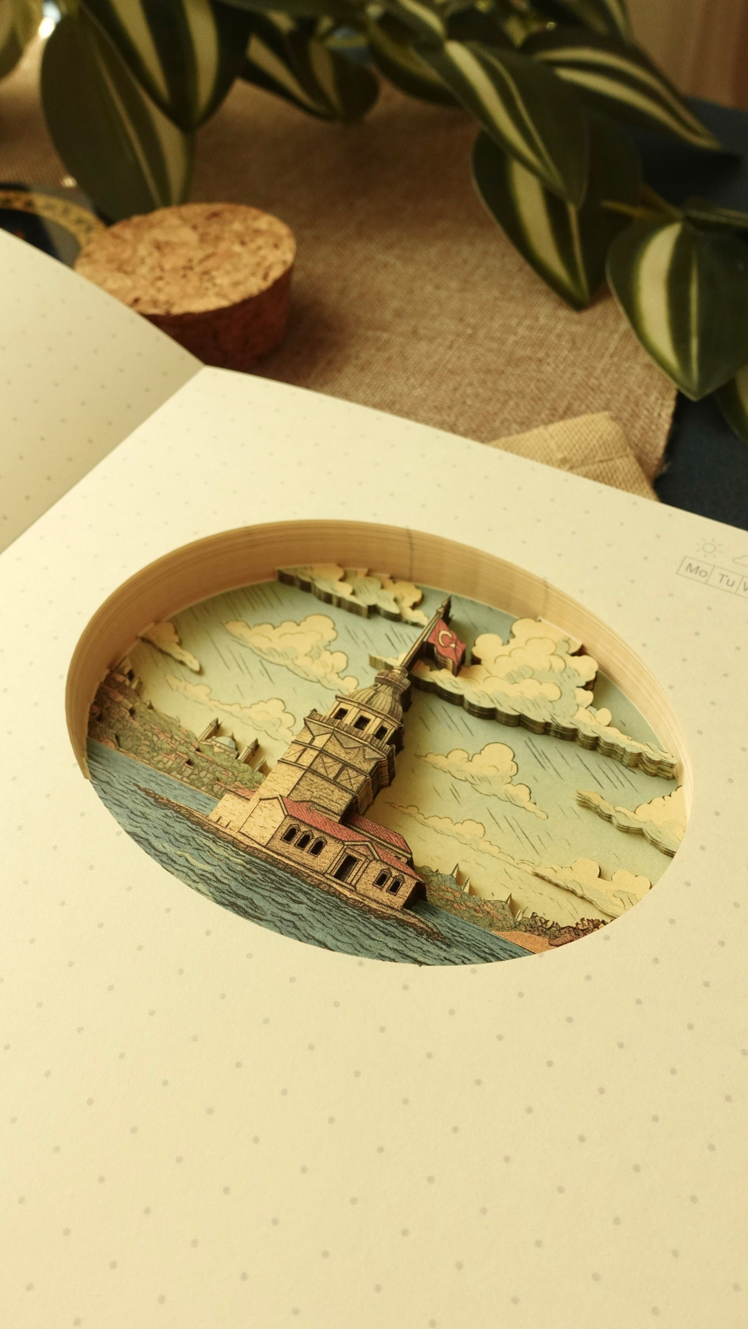 Nova Crafts Diorama 3D Katmanlı Defter İstanbul Kız Kulesii Temalı Noktalı Defter 80 Yaprak A5