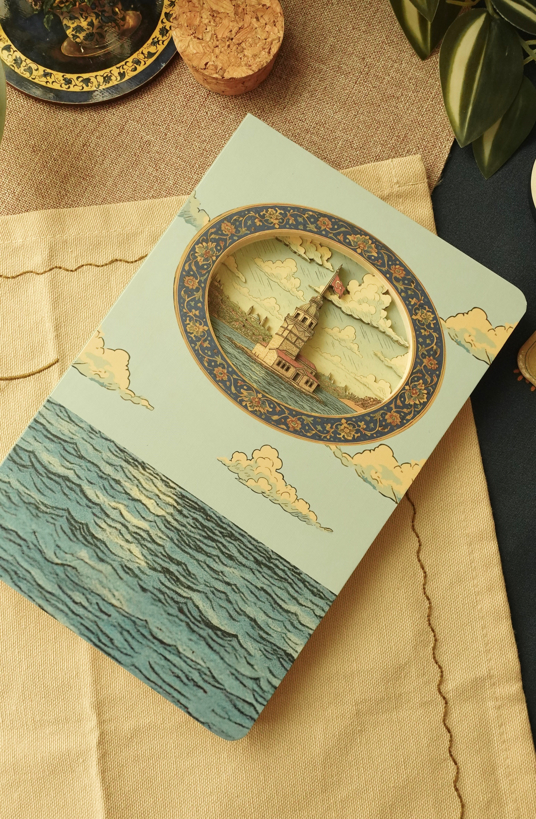 Nova Crafts Diorama 3D Katmanlı Defter İstanbul Kız Kulesii Temalı Noktalı Defter 80 Yaprak A5