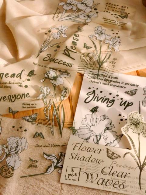 Nova Crafts Flower Shadow Clear Waves Yeşil Şeffaf Çiçek 3 sayfa Sticker paketli 