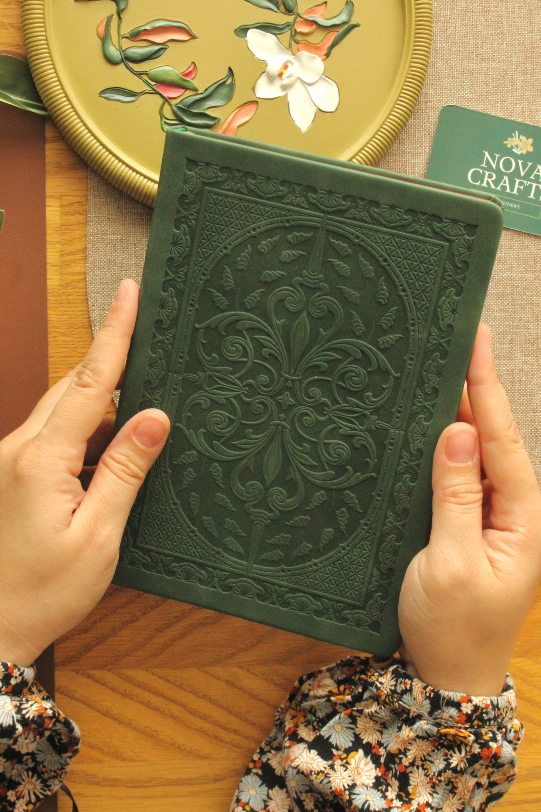 Nova Crafts Forest Green Kabartmalı Kitap Gibi Çizgili Defter