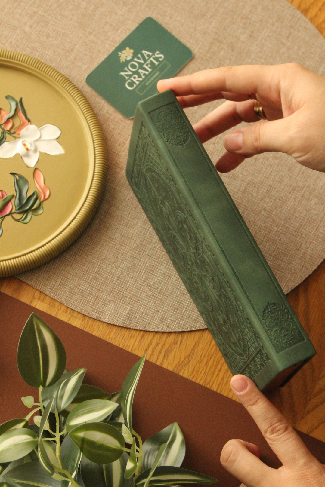 Nova Crafts Forest Green Kabartmalı Kitap Gibi Çizgili Defter