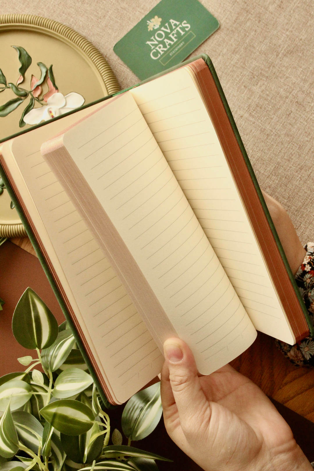Nova Crafts Forest Green Kabartmalı Kitap Gibi Çizgili Defter