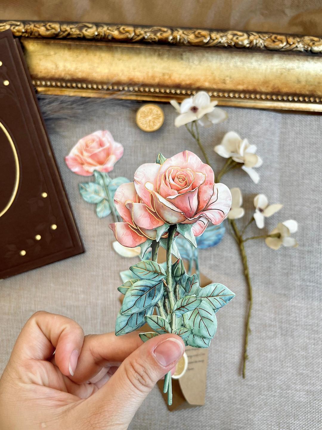 Nova Crafts Gül Buketi  Roses Çiçekli Dekoratif Kağıt - Kitap Ayracı 10 adet