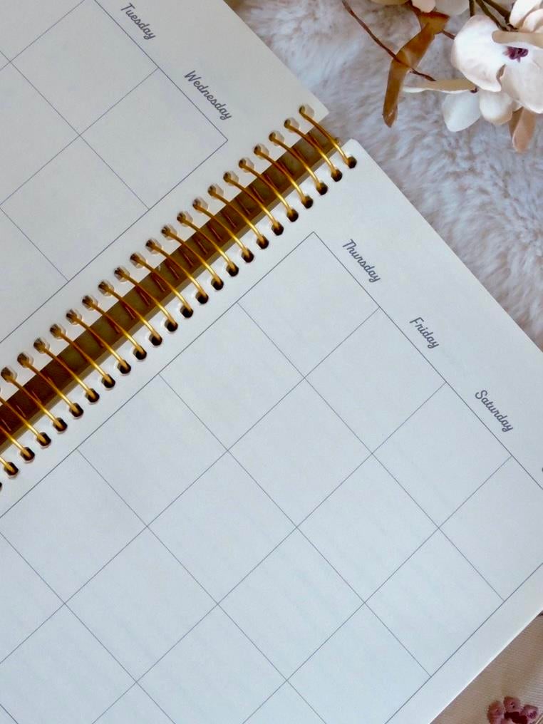 Nova Crafts Kahve Keten Planner A5 Spiralli İngilizce Süresiz Lastikli Ajanda (Cepli)