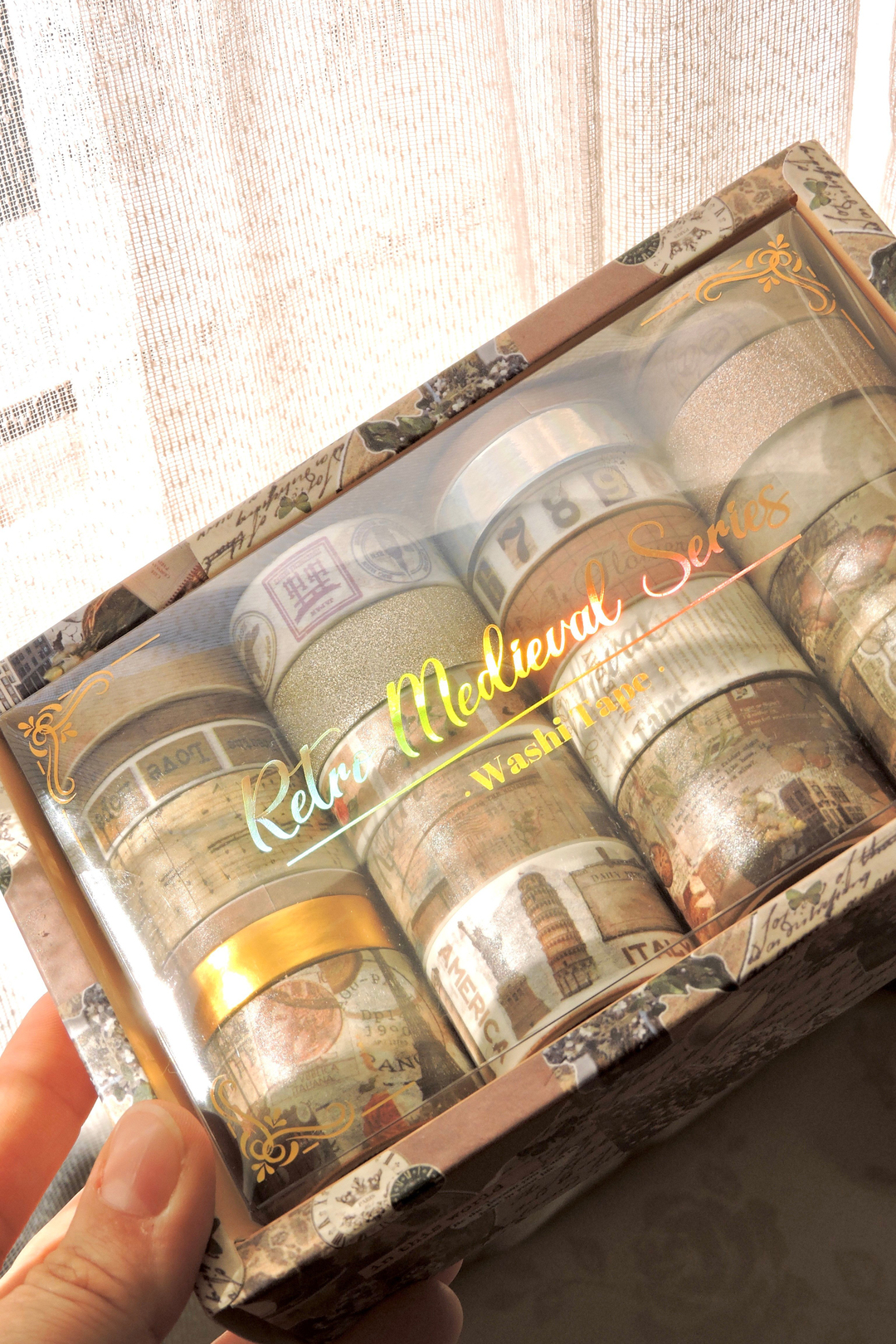 Nova Crafts Kahverengi Retro Maedieral Series Tablolar 24 lü Washitape Seti ( Bullet Journal için uygundur.)