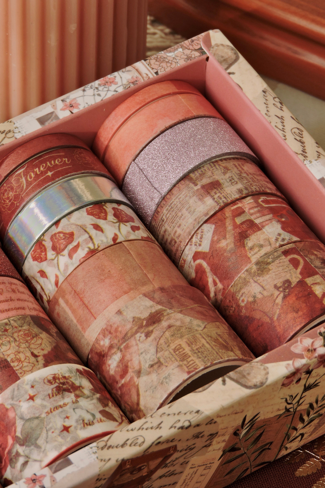 Nova Crafts Kırmızı Romantic Eternal Series 24 lü Washitape Seti ( Bullet Journal için uygundur.)