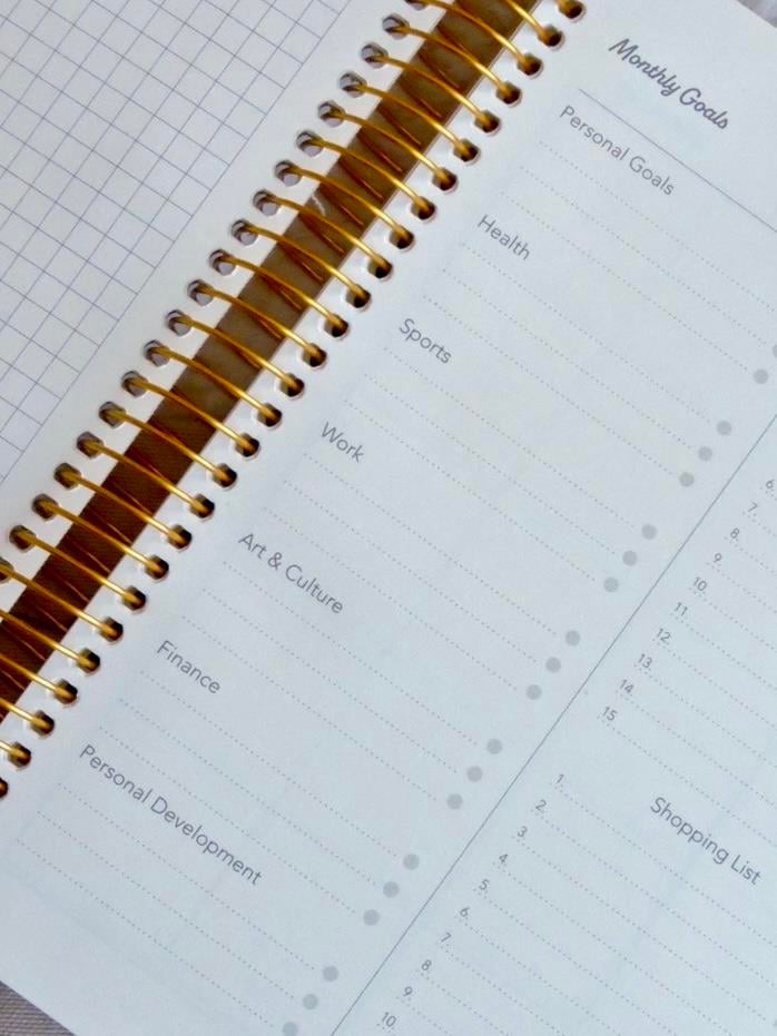 Nova Crafts Krem Keten Planner A5 Spiralli İngilizce Süresiz Lastikli Ajanda (Cepli)