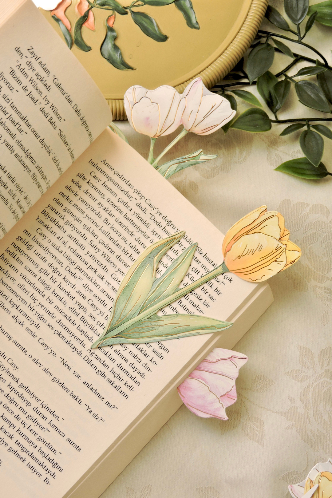 Nova Crafts Lale Buketi Tulips Çiçekli Dekoratif Kağıt - Kitap Ayracı 10 adet