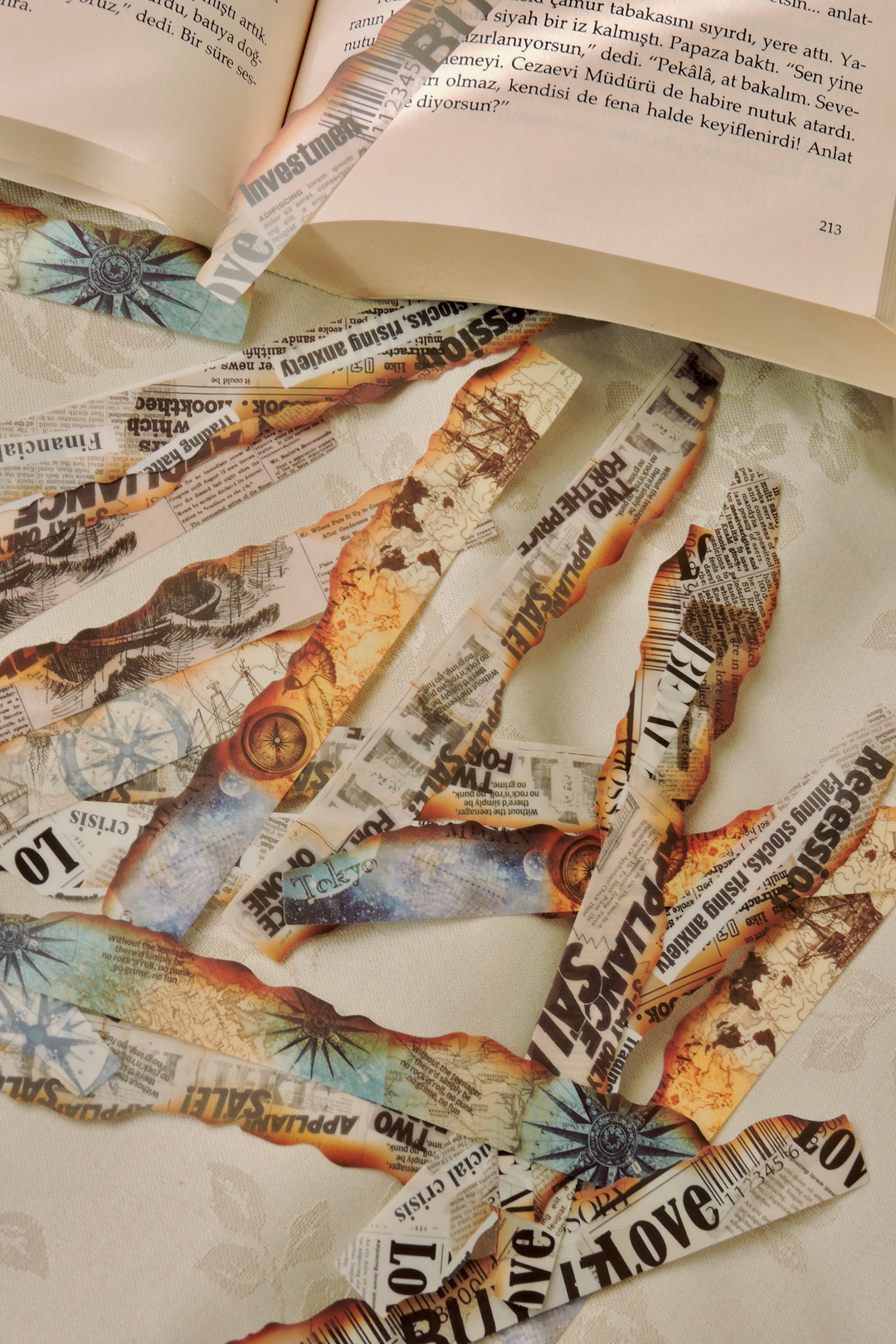 Nova Crafts Maritime Blueprint Denizcilik Temalı Şerit Sticker 30 adet Scrapbook / Bullet Journal için uygundur 