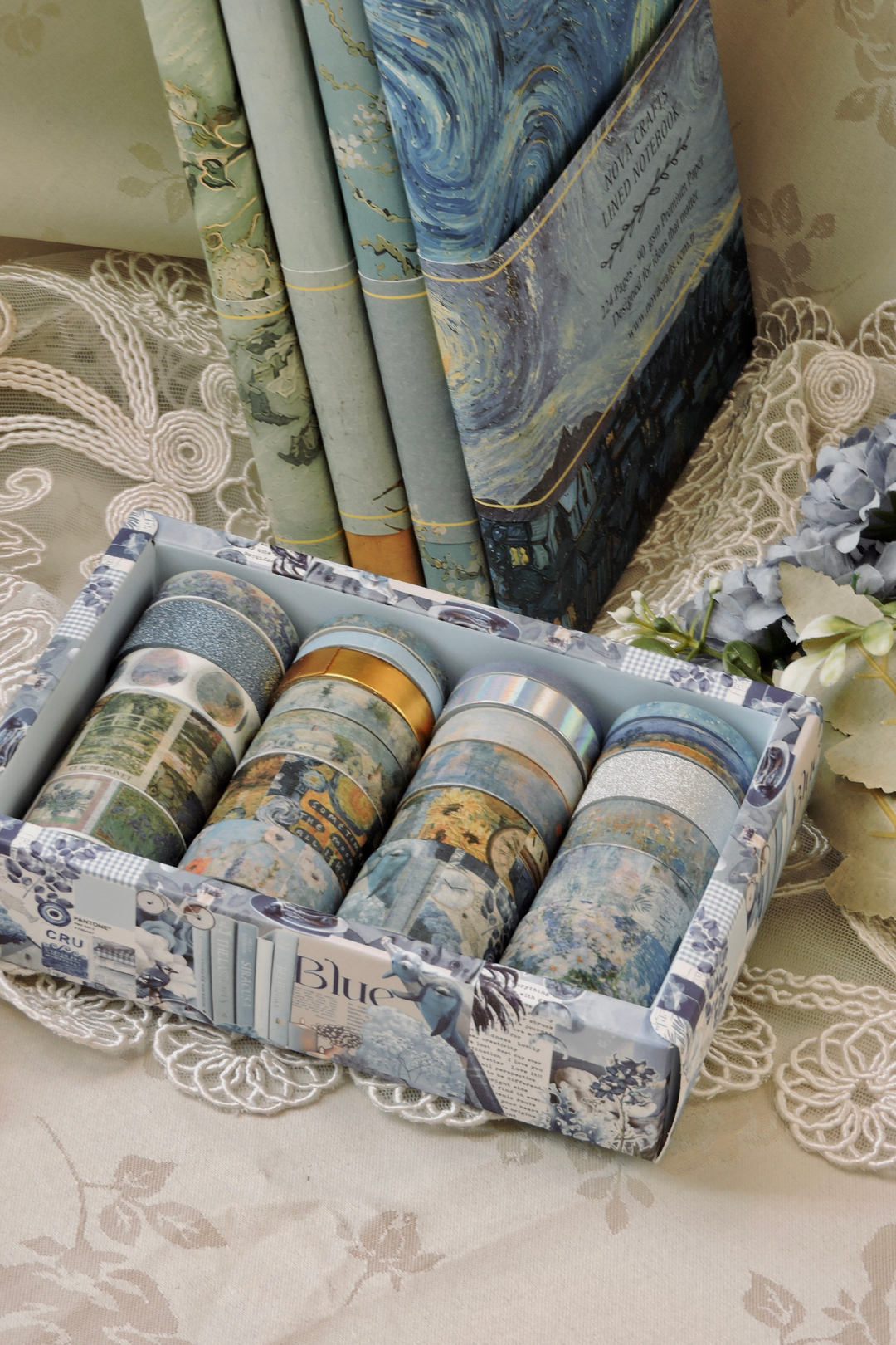 Nova Crafts Mavi Art Oil Painting Series Tablolar 24 lü Washitape Seti ( Bullet Journal için uygundur.)