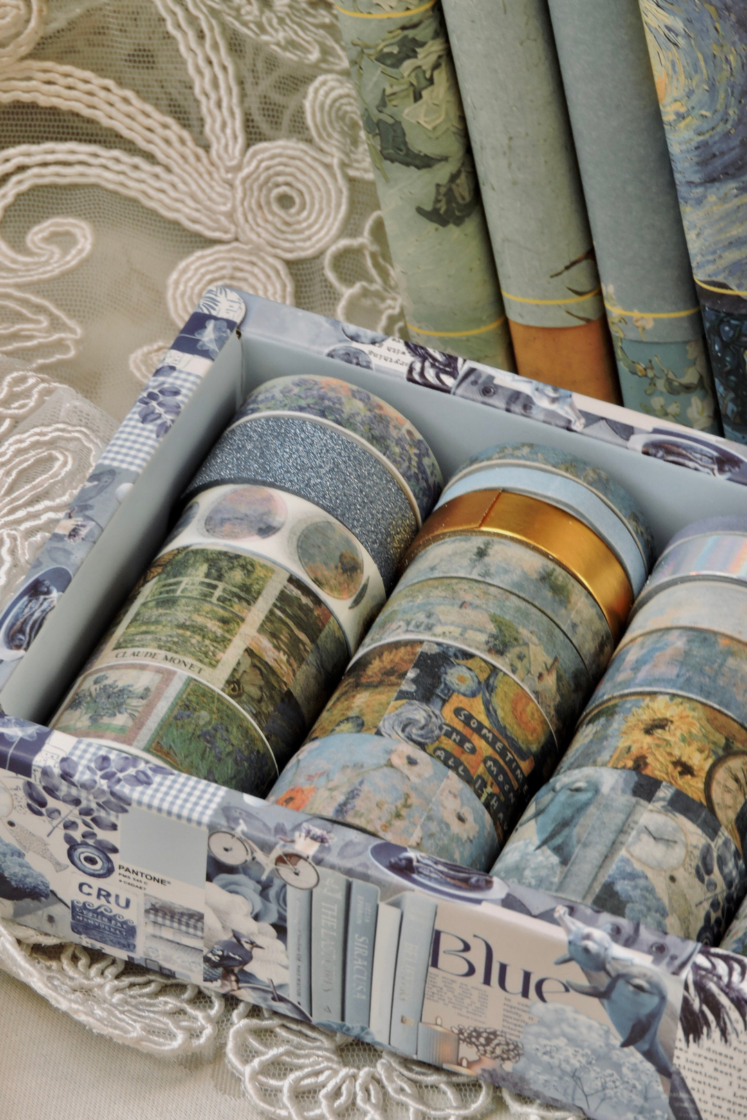 Nova Crafts Mavi Art Oil Painting Series Tablolar 24 lü Washitape Seti ( Bullet Journal için uygundur.)