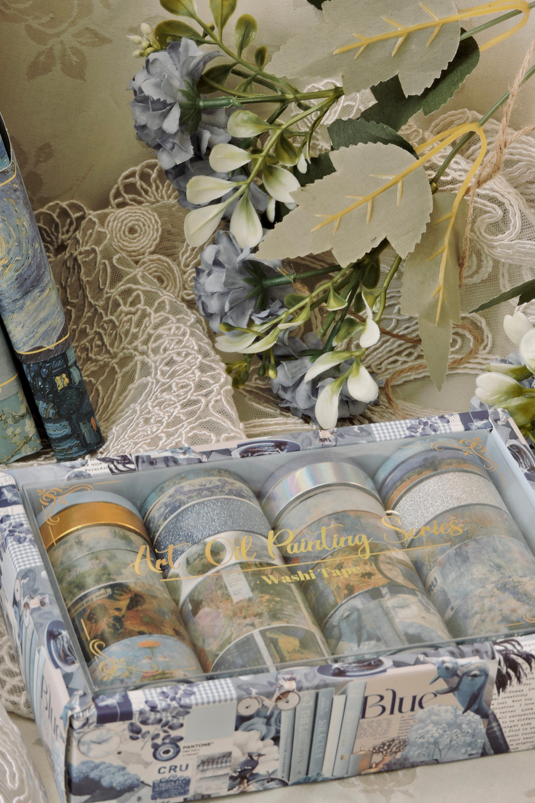 Nova Crafts Mavi Art Oil Painting Series Tablolar 24 lü Washitape Seti ( Bullet Journal için uygundur.)