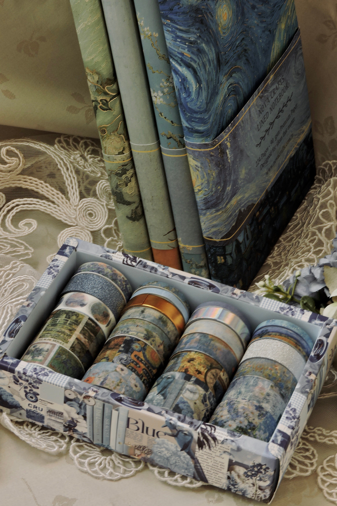 Nova Crafts Mavi Art Oil Painting Series Tablolar 24 lü Washitape Seti ( Bullet Journal için uygundur.)