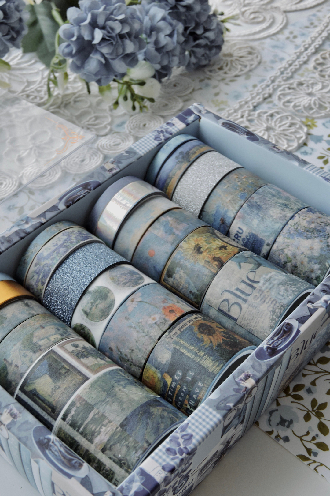 Nova Crafts Mavi Art Oil Painting Series Tablolar 24 lü Washitape Seti ( Bullet Journal için uygundur.)