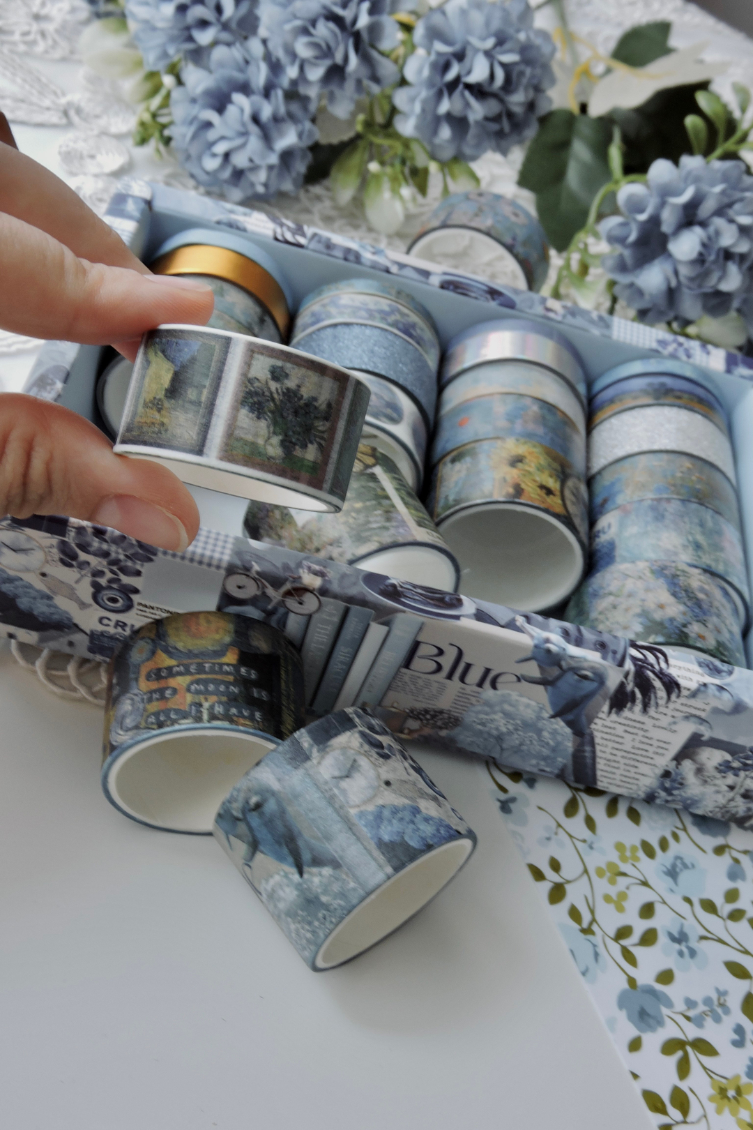 Nova Crafts Mavi Art Oil Painting Series Tablolar 24 lü Washitape Seti ( Bullet Journal için uygundur.)
