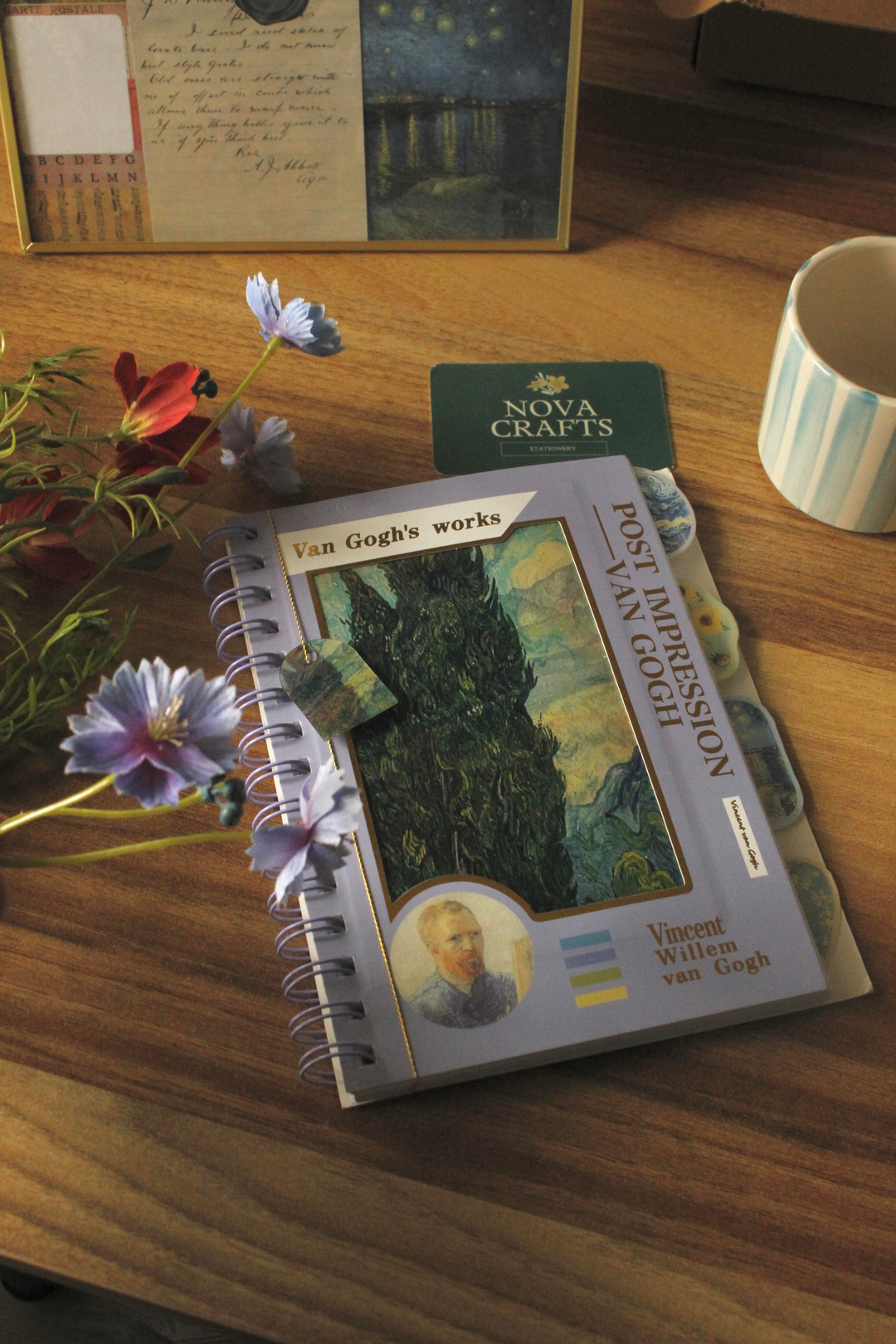 Nova Crafts Mor Hologramlı Çizgili Van Gogh Defter