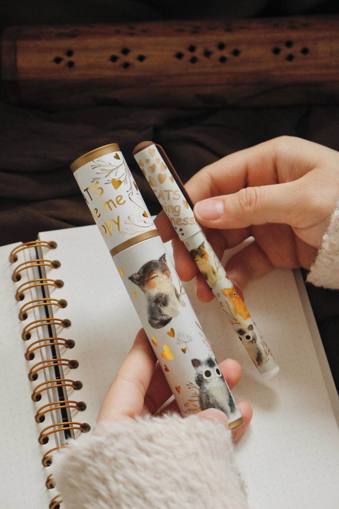 Nova Crafts Özel Kutulu Yaldızlı (iki minik kedili) Bambi Tükenmez Kalem