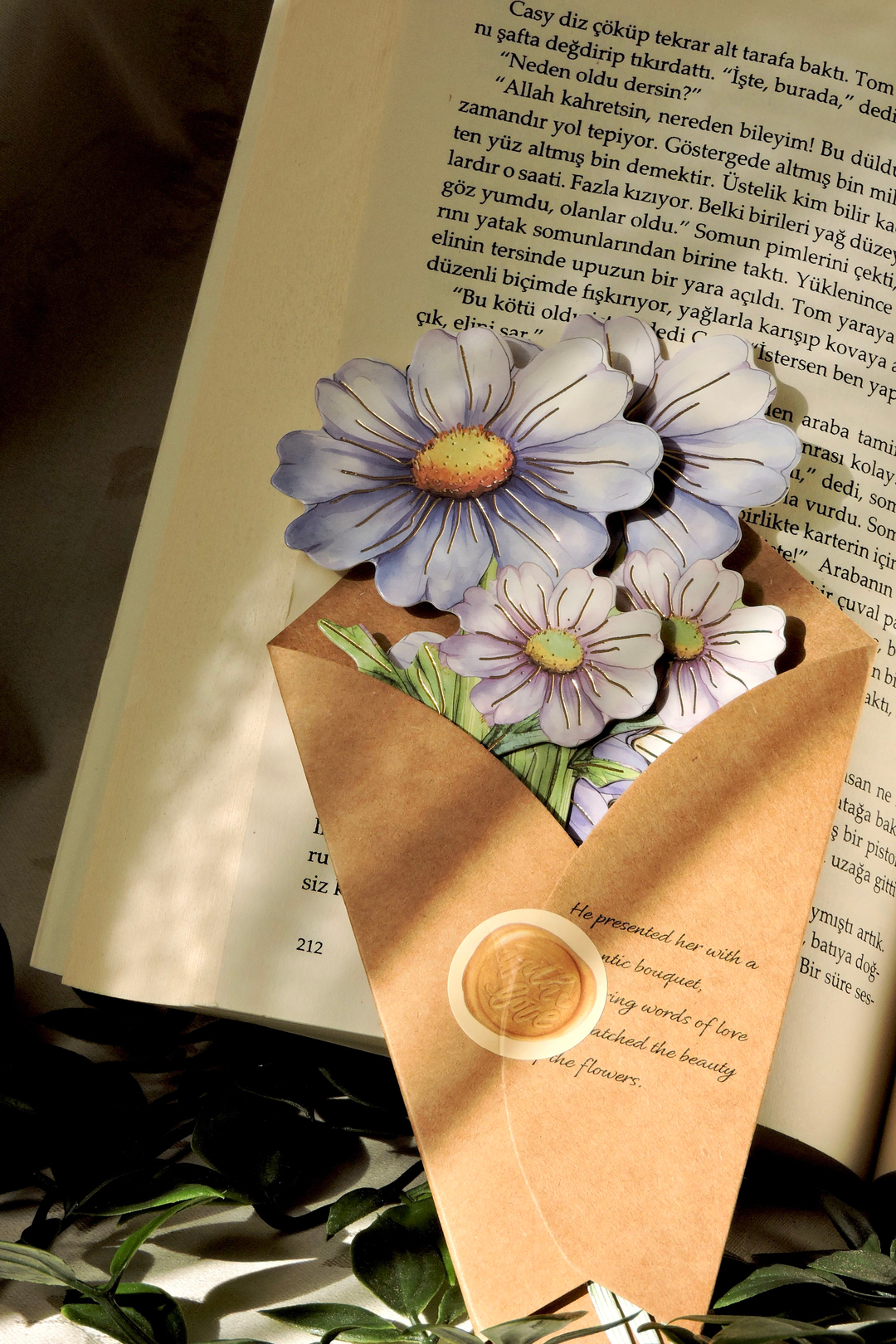 Nova Crafts Papatya Deasy Çiçekli Dekoratif Kağıt - Kitap Ayracı 10 adet