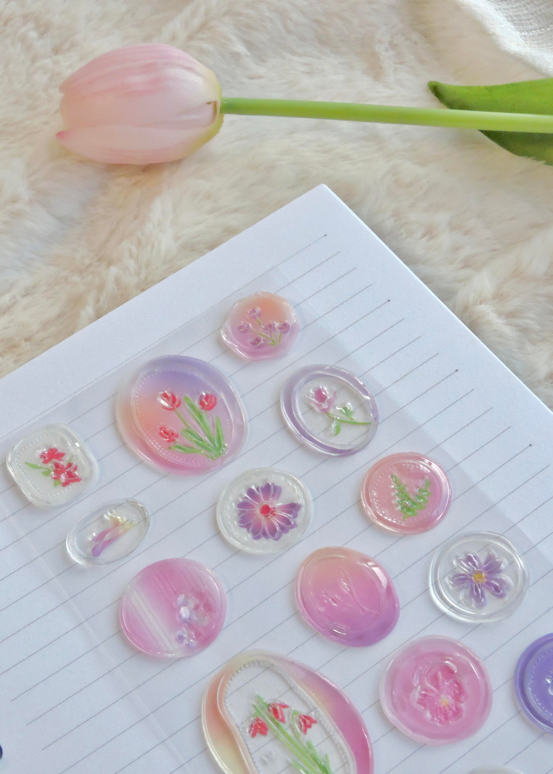 Nova Crafts Pembe Temalı Mühür Sticker 1 Sayfa (Pembe karışık gönderilir)